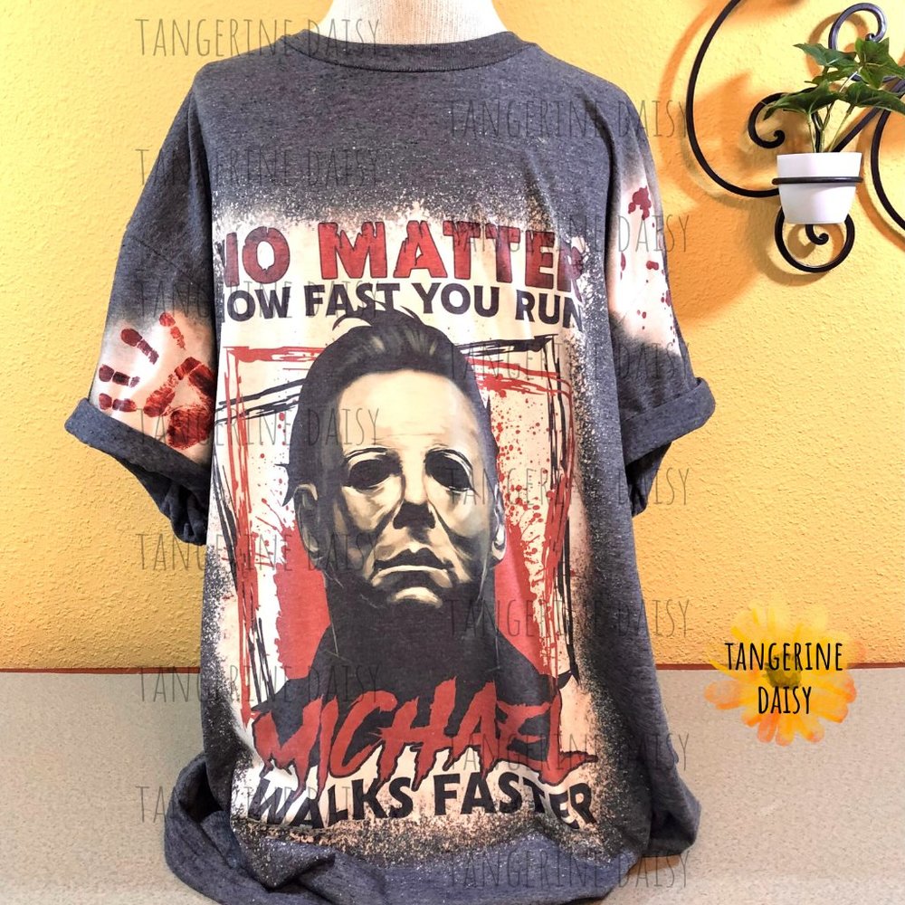 NEW ADULT UNISEX Tee XLARGE "No Matter How Fast You Run Michael Walks Faster"